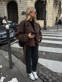 BELORIA – Ana | Belted Wool-Blend Cropped Coat
