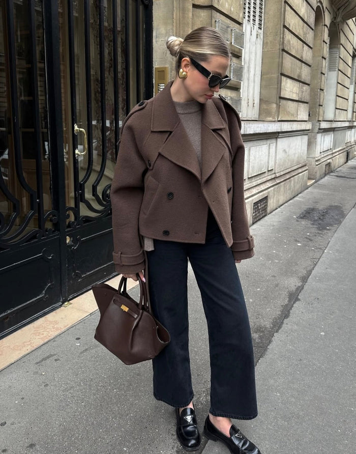 BELORIA – Ana | Belted Wool-Blend Cropped Coat