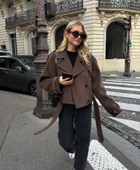 BELORIA – Ana | Belted Wool-Blend Cropped Coat