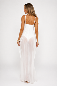 Vestido largo Sol Rio con escote profundo – Blanco