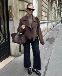 BELORIA – Ana | Belted Wool-Blend Cropped Coat
