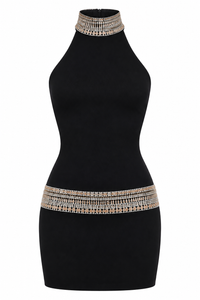 BELORIA – Robe Serena à Col Halter & Détails Bijoux