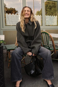 BELORIA – Charcoal Belted Jacket Coat