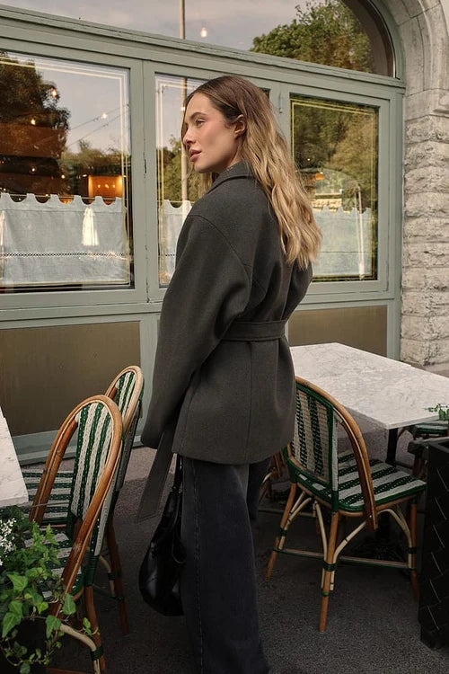 BELORIA – Charcoal Belted Jacket Coat
