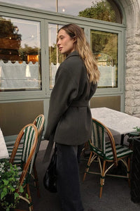 BELORIA – Charcoal Belted Jacket Coat