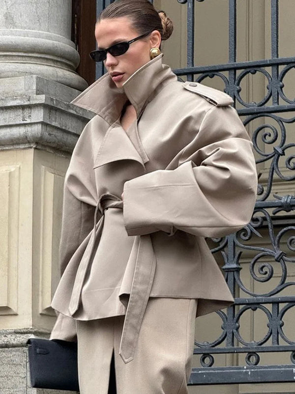 BELORIA – Oversized Cropped Trench Coat