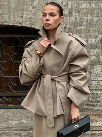 BELORIA – Oversized Cropped Trench Coat
