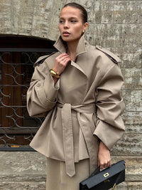 BELORIA – Oversized Cropped Trench Coat