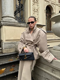 BELORIA – Oversized Cropped Trench Coat