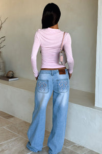 BELORIA – Wide Leg Jeans with Embroidered Bows
