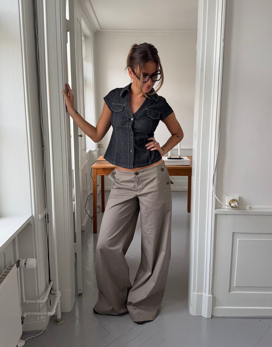 BELORIA – Taupe Straight Leg Trousers