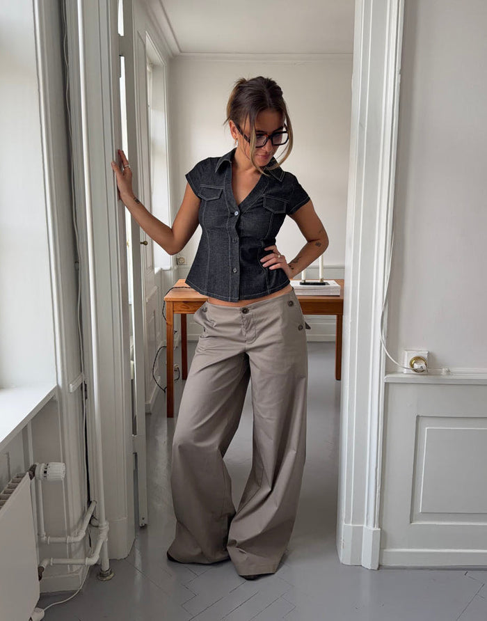 BELORIA – Taupe Straight Leg Trousers