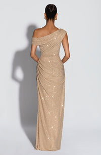 BELORIA – Ottilie Gold Maxi Dress