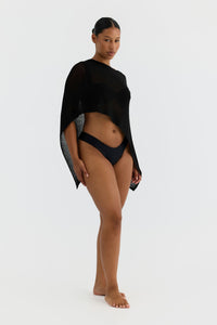 Top Paloma multiposición de punto calado – Negro