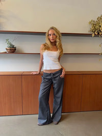 BELORIA – Grey Bow Waist Trousers