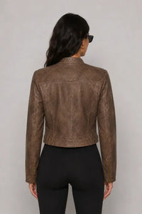 BELORIA – XARA | Cropped Vintage Biker Jacket