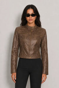 BELORIA – XARA | Cropped Vintage Biker Jacket