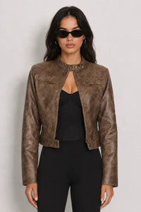 BELORIA – XARA | Cropped Vintage Biker Jacket