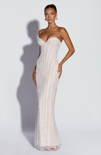 BELORIA – Embroidered Floral Lace Maxi Dress