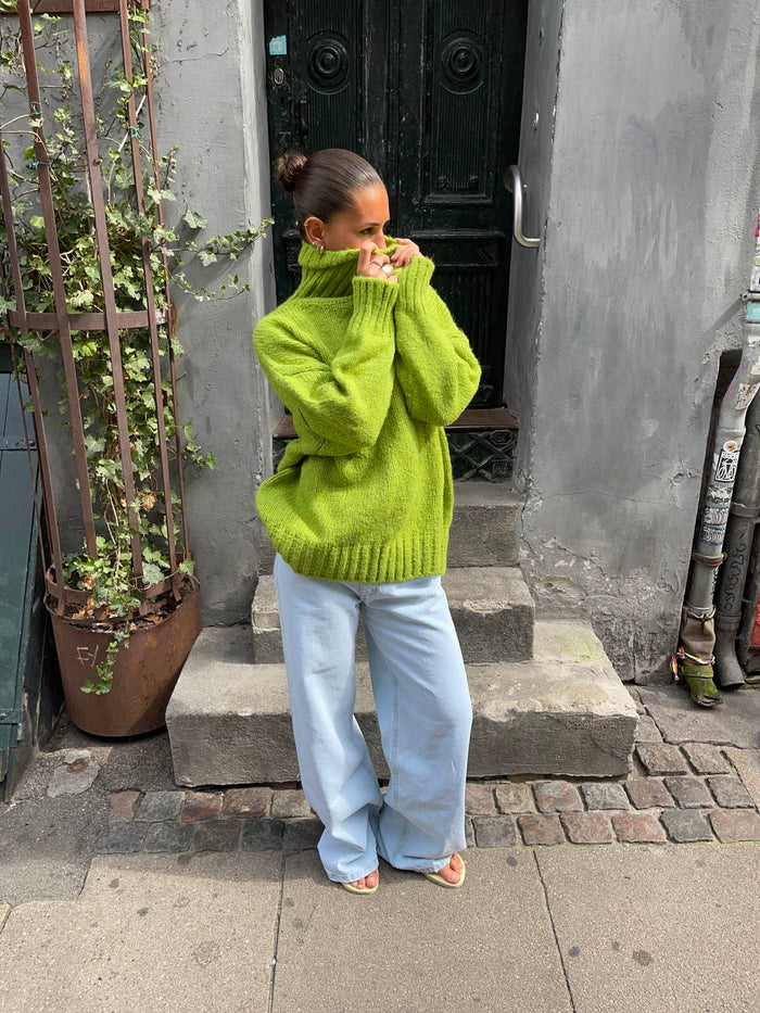 BELORIA – Green Ribbed Turtleneck