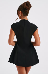 Vestido mini Suri de manga corta – Negro