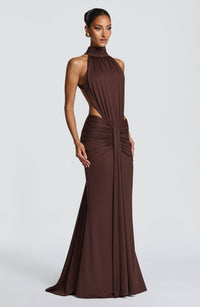 BELORIA – Thekla Plum Brown Mermaid Dress