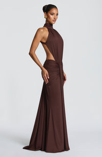 BELORIA – Thekla Plum Brown Mermaid Dress