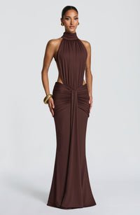 BELORIA – Thekla Plum Brown Mermaid Dress
